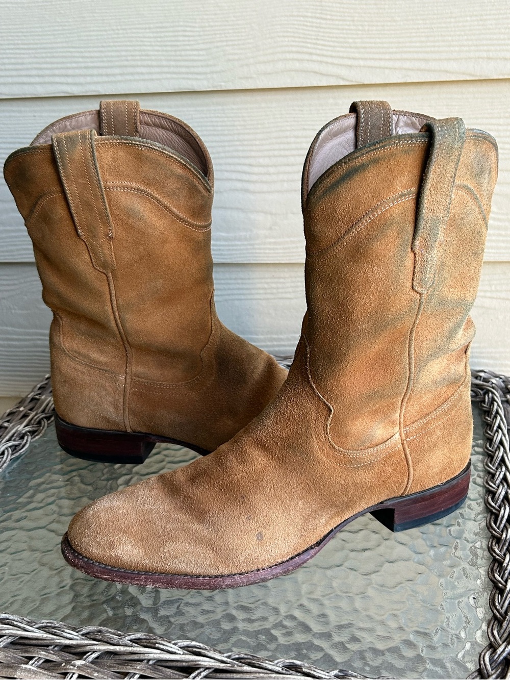 Men’s TECOVAS “Shane” Suede Leather Roper Western Boots sz 11 D - Picture 2 of 12